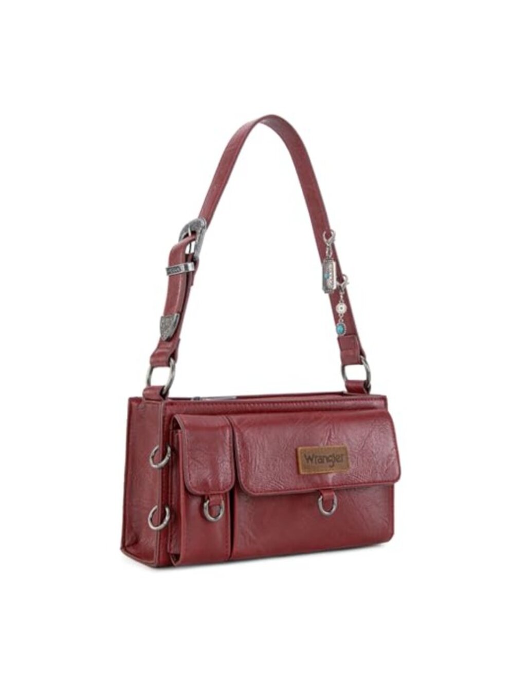 Y2K Western Small Shoulder Bag with Detachable Charms & Multiple Pockets